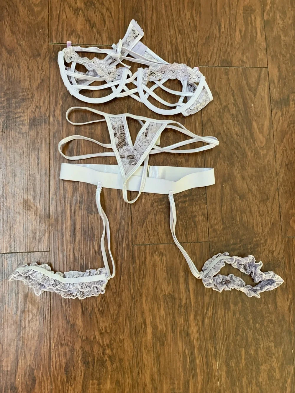 Lavender Lace Strappy Lingerie Set - Women Intimates